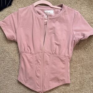 TA3 Blush Color - Short Sleeve Corsety Top - M